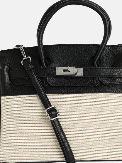 The Panel-Overlap Satchel Bag - Off-White & Obsidian Black