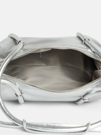 The Bowling Shoulder Bag - Metallic Silver