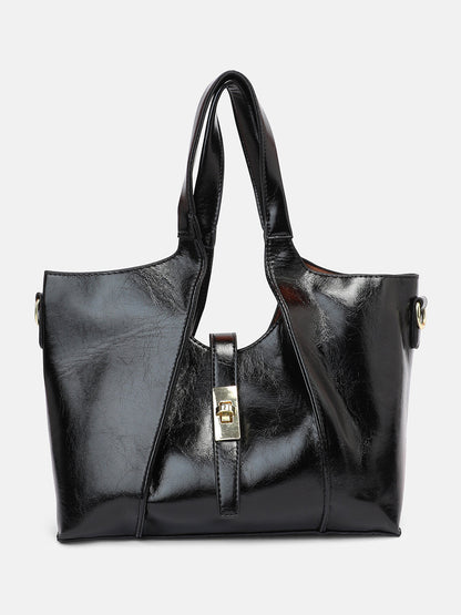 The Foldara Hand Bag With Pouch - Onyx Black