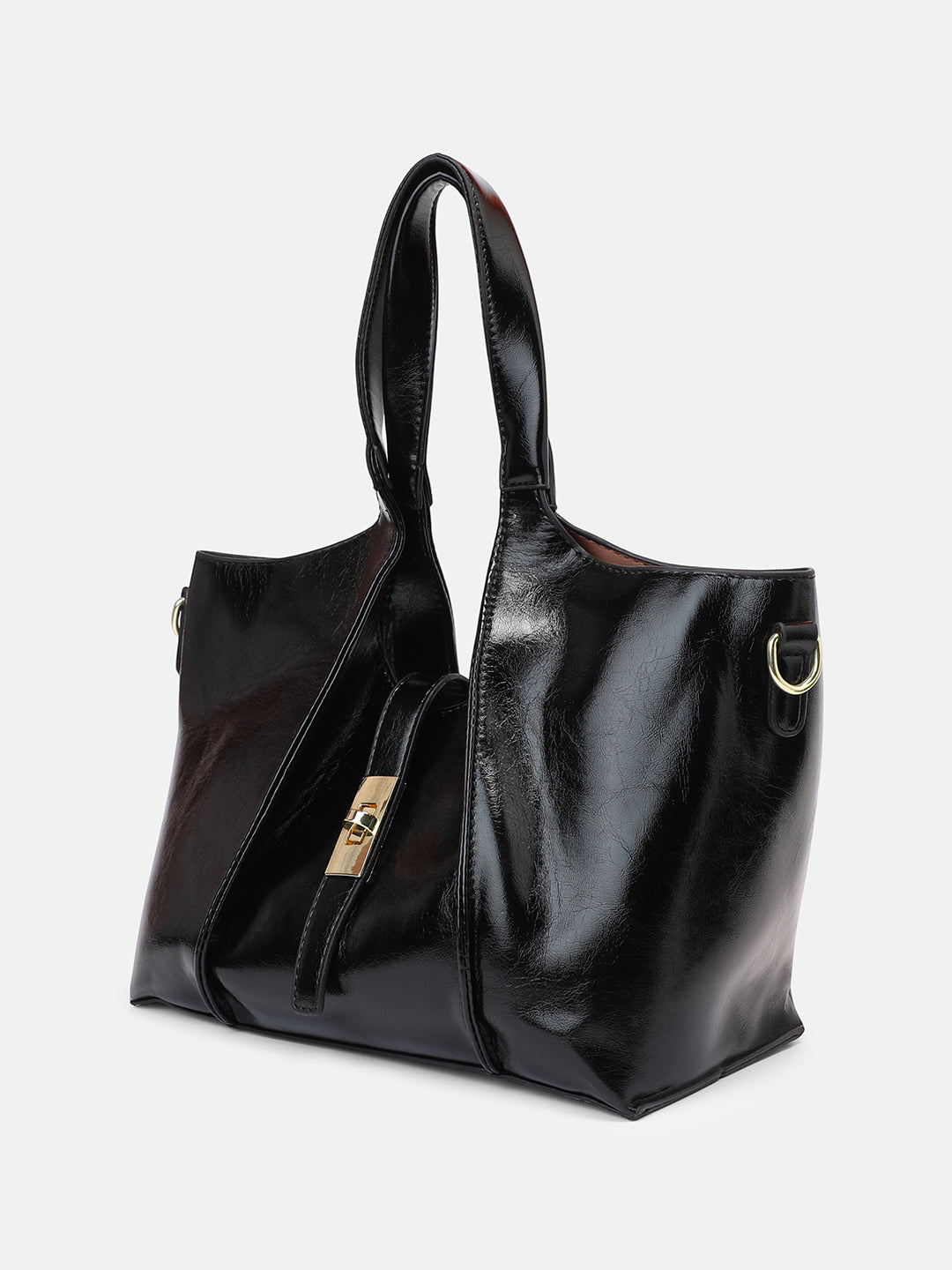 The Foldara Hand Bag With Pouch - Onyx Black