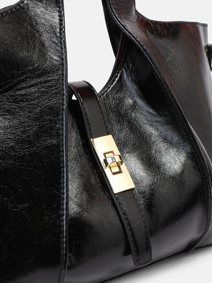 The Foldara Hand Bag With Pouch - Onyx Black