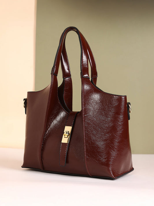 The Foldara Hand Bag With Pouch - Mocha Brown