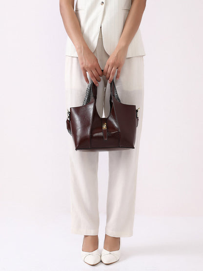 The Foldara Hand Bag With Pouch - Mocha Brown