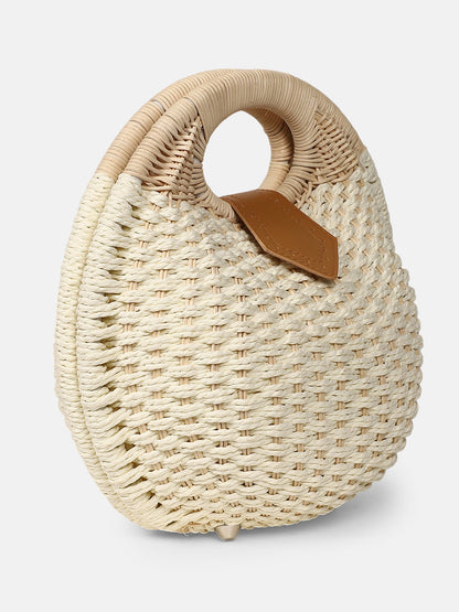 The The Straw-Orb Hand Bag Hand Bag - Off-White