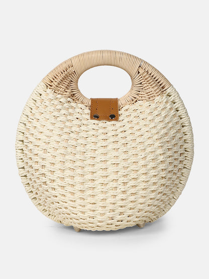 The The Straw-Orb Hand Bag Hand Bag - Off-White
