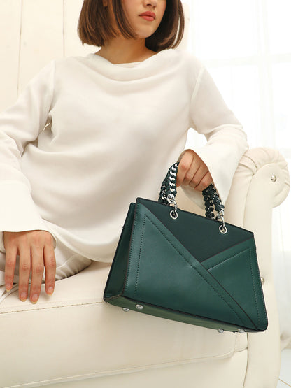The Overlap-Chainlink Hand Bag - Emerald Green