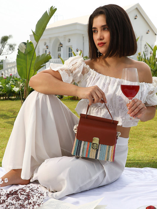 The Small Straw-MÃ©decin Hand Bag - Multicolour
