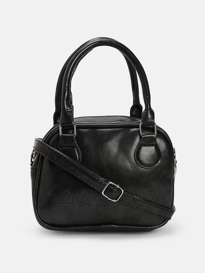 The Square-Bowling Hand Bag - Onyx Black