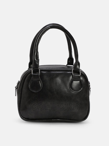 The Square-Bowling Hand Bag - Onyx Black