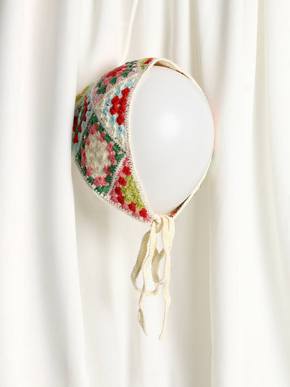 Flora Crochet Head Scarf - Pistachio Green & Daisy White