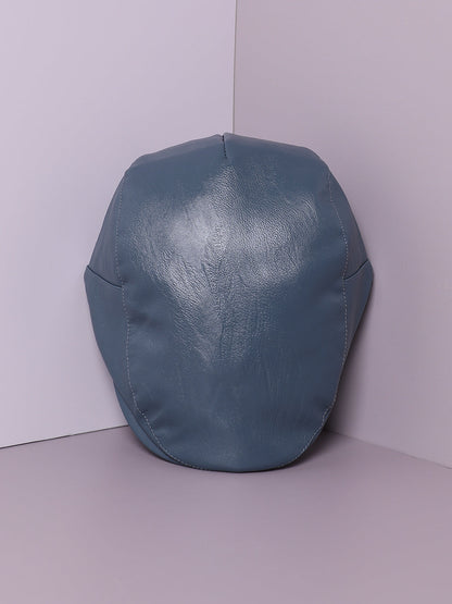 Blue Solid Vegan Leather Driver Cap