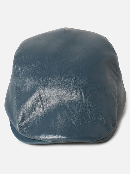 BLUE SOLID VEGAN LEATHER DRIVER CAP