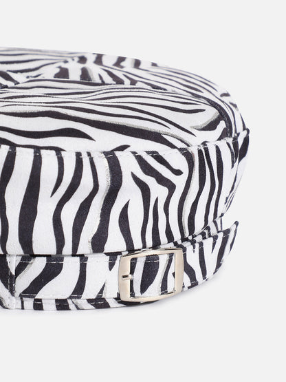 Black & White Zebra Textured Beret Hat