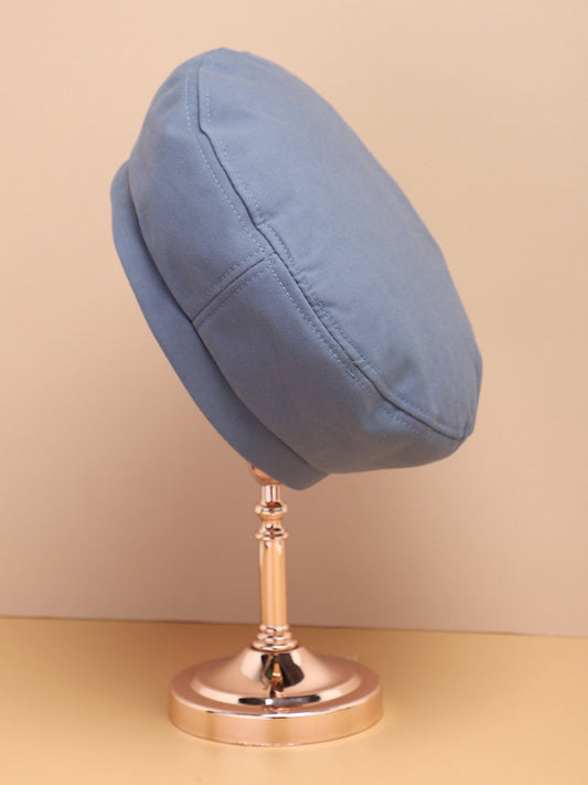 Light Blue Solid Beret Hat
