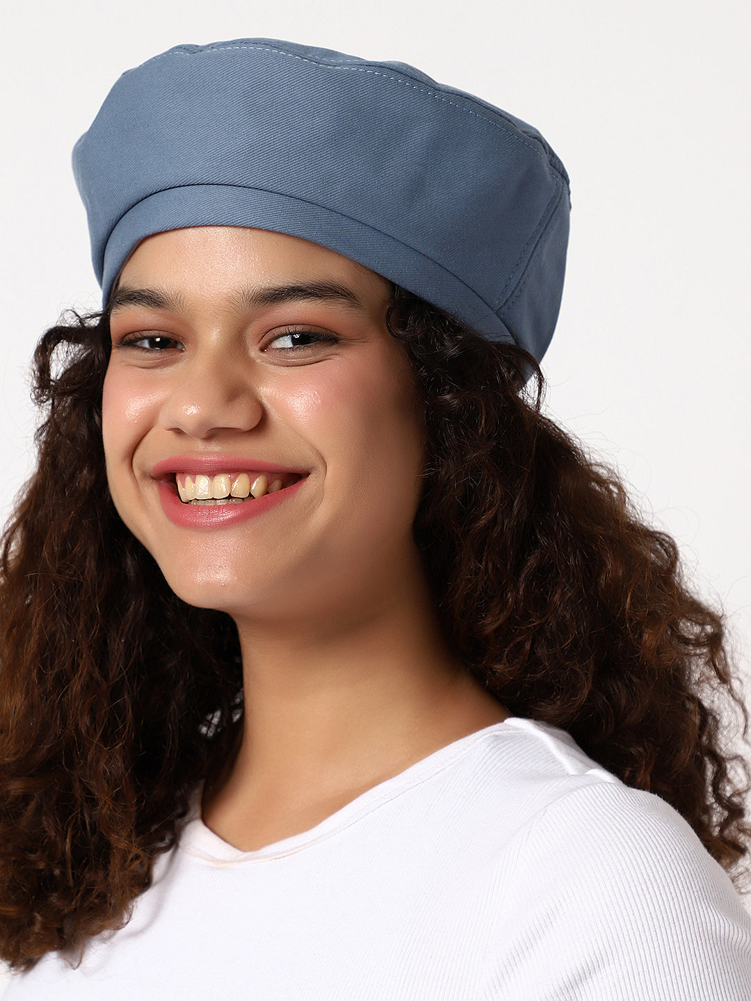 Light Blue Solid Beret Hat