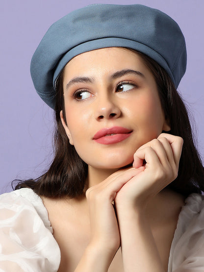 Light Blue Solid Beret Hat