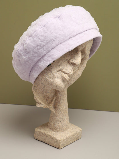 White Textured Beret Hat