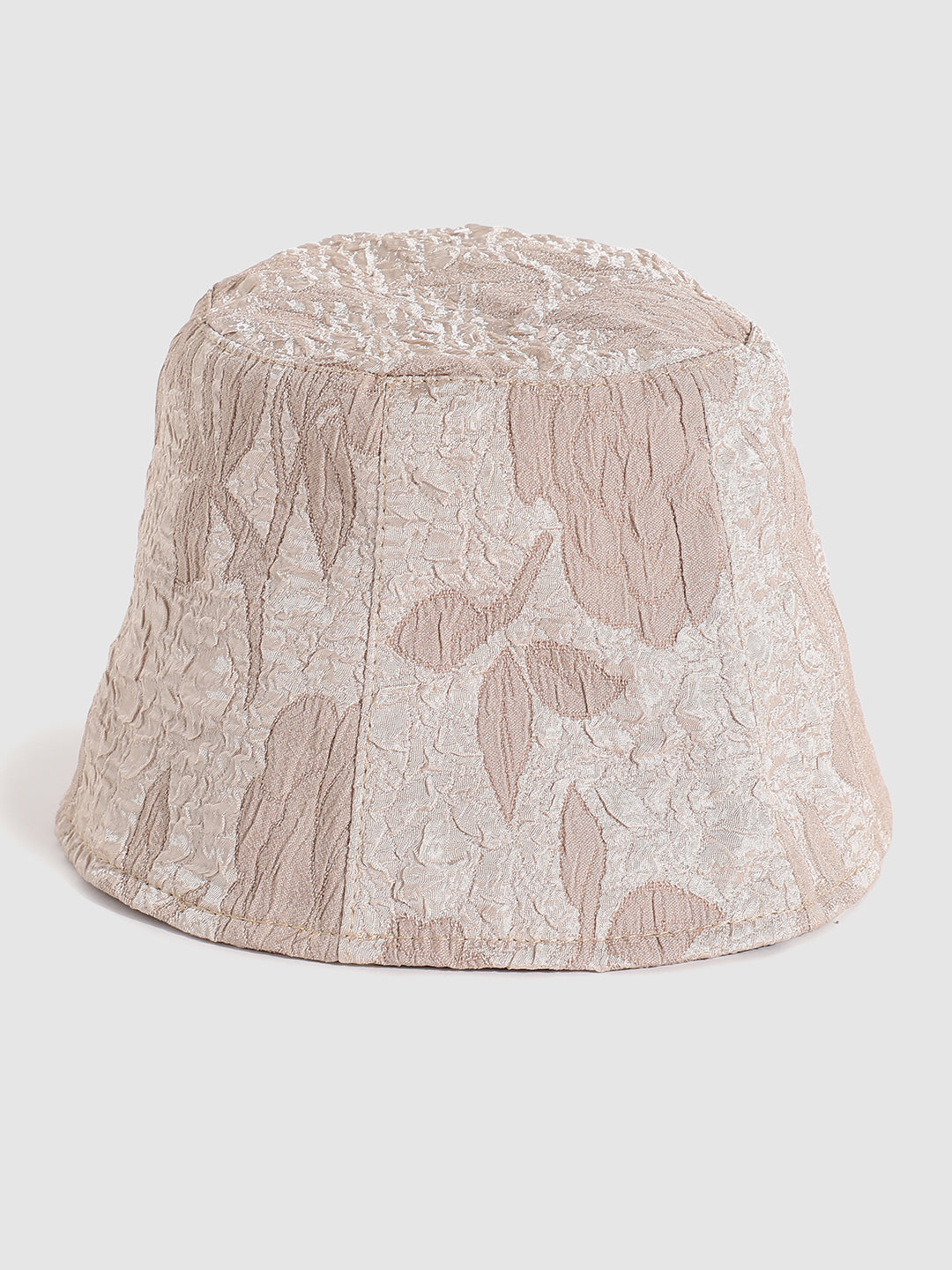 Beige Textured Bucket Hat