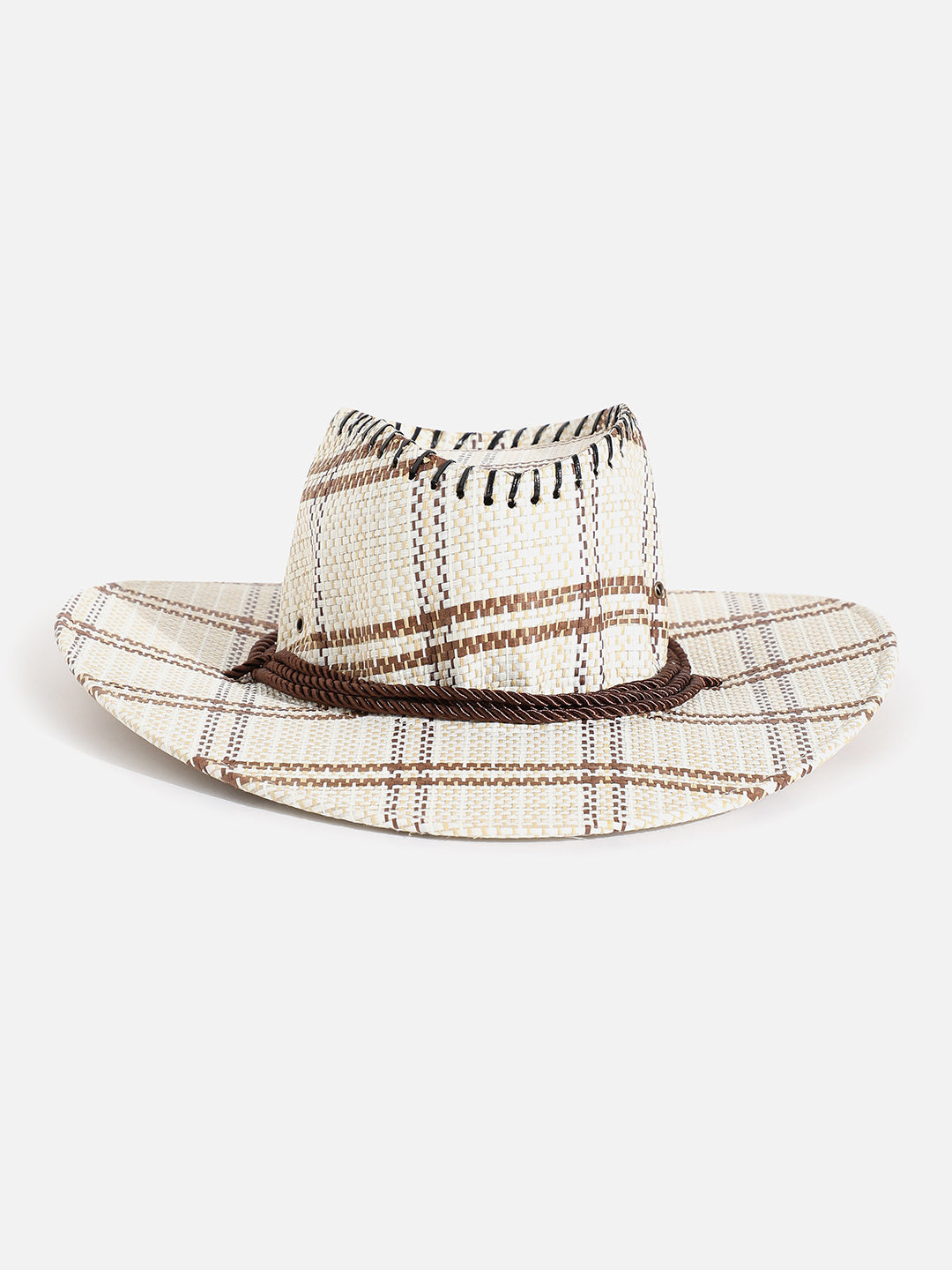 White & Beige Textured Cowboy Hat