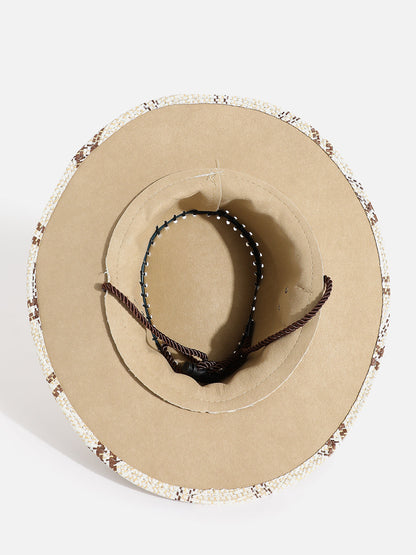 WHITE & BEIGE TEXTURED COWBOY HAT