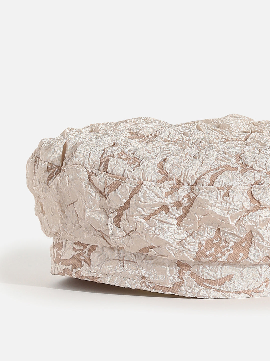 Beige Textured Beret Hat