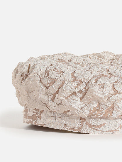 Beige Textured Beret Hat