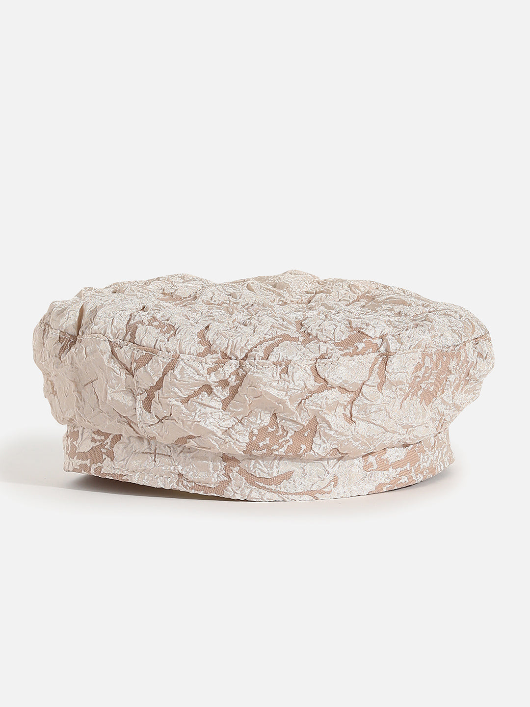 Beige Textured Beret Hat