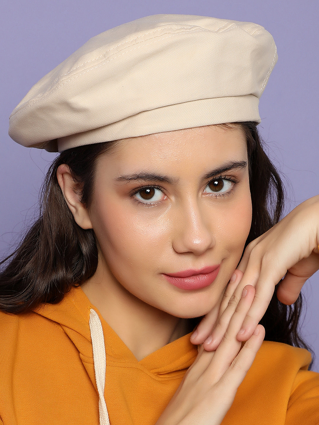 White Solid Beret Hat