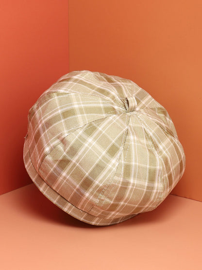 Sage Green Scottish Checked Textured Bakerboy Hat