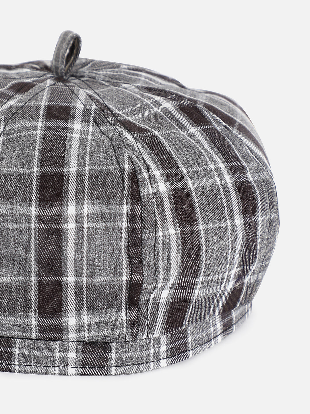 Black & Grey Scottish Checked Textured Bakerboy Hat