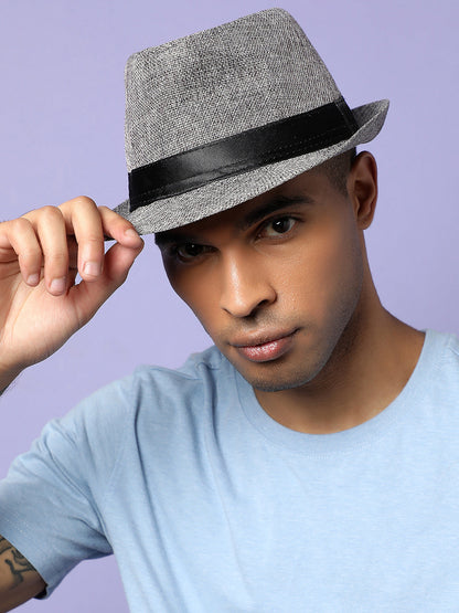 Black Textured Fedora Hat