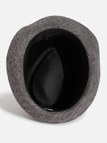 BLACK TEXTURED FEDORA HAT
