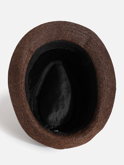 Brown Textured Fedora Hat