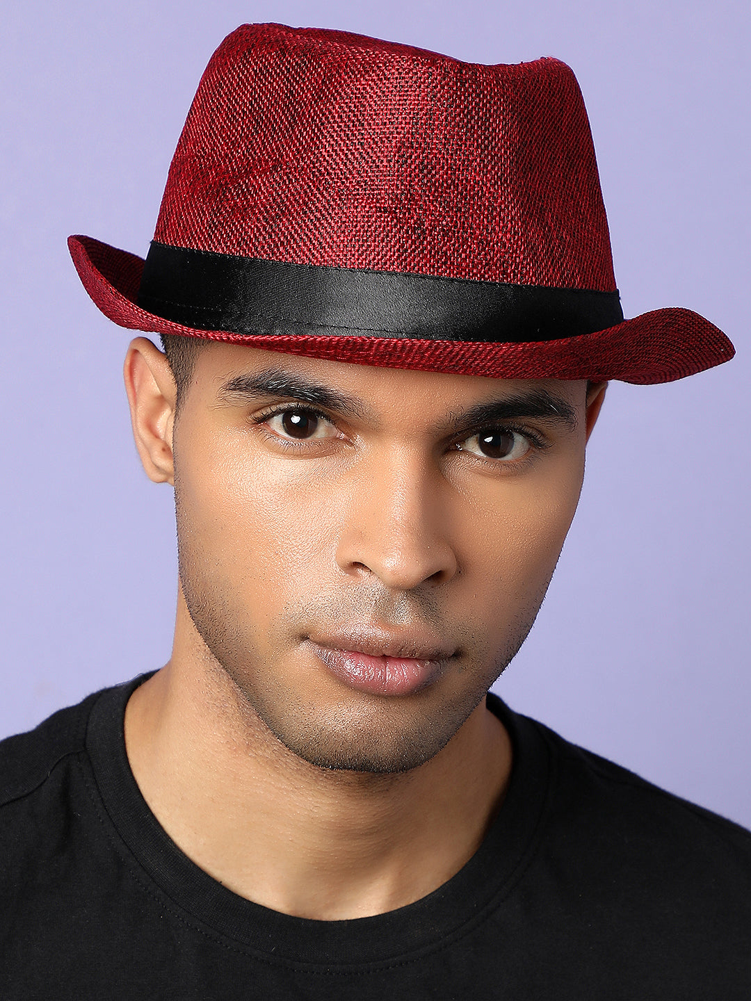 Red Textured Fedora Hat