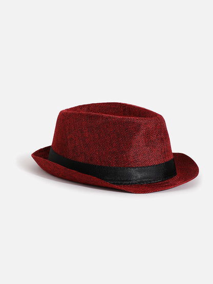 Red Textured Fedora Hat