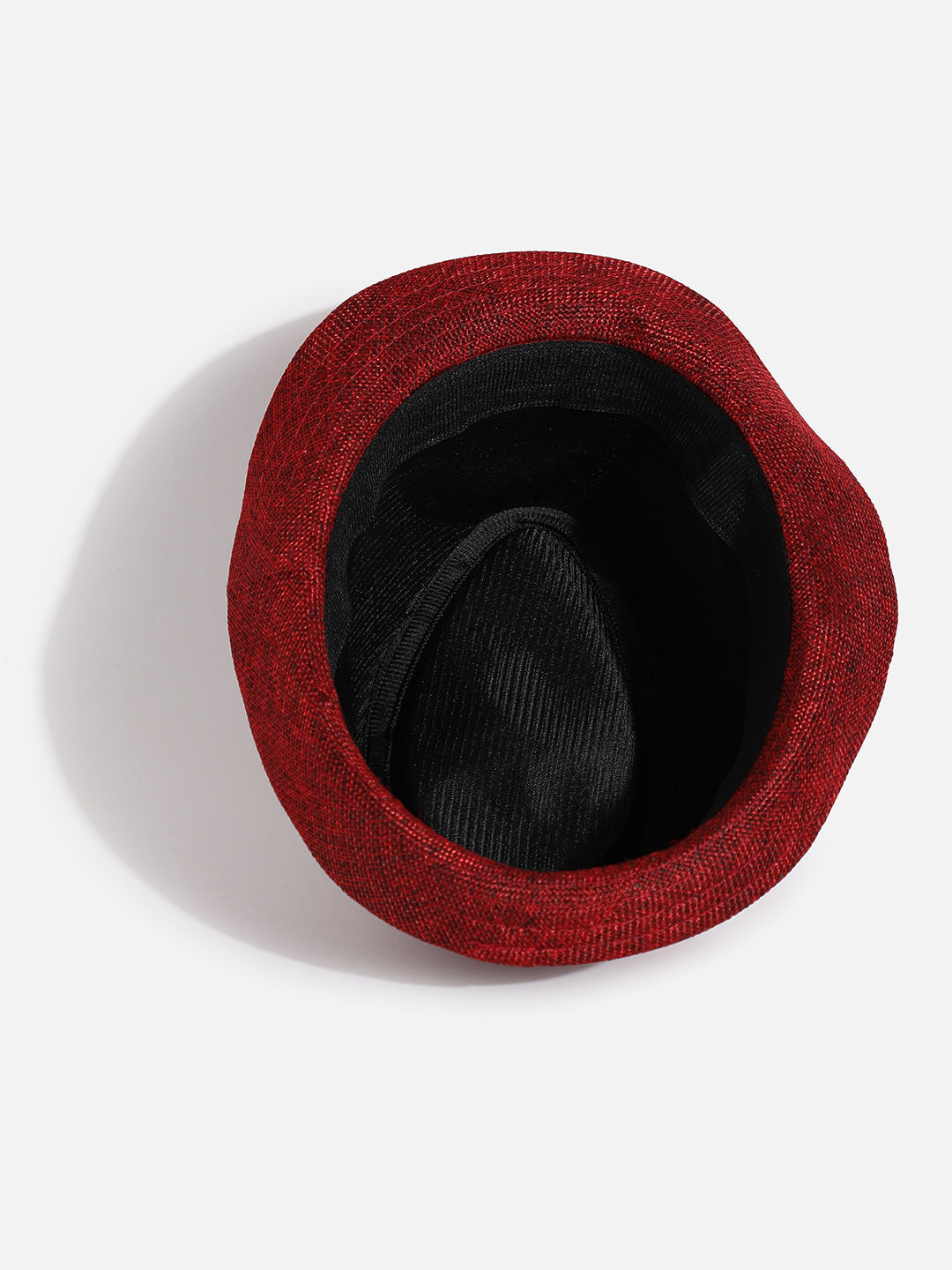 RED TEXTURED FEDORA HAT