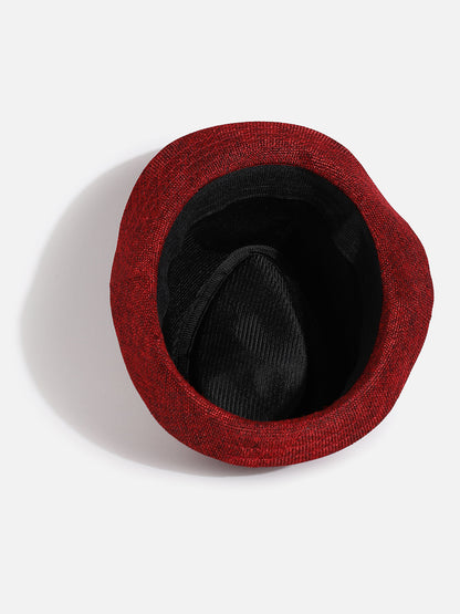 RED TEXTURED FEDORA HAT
