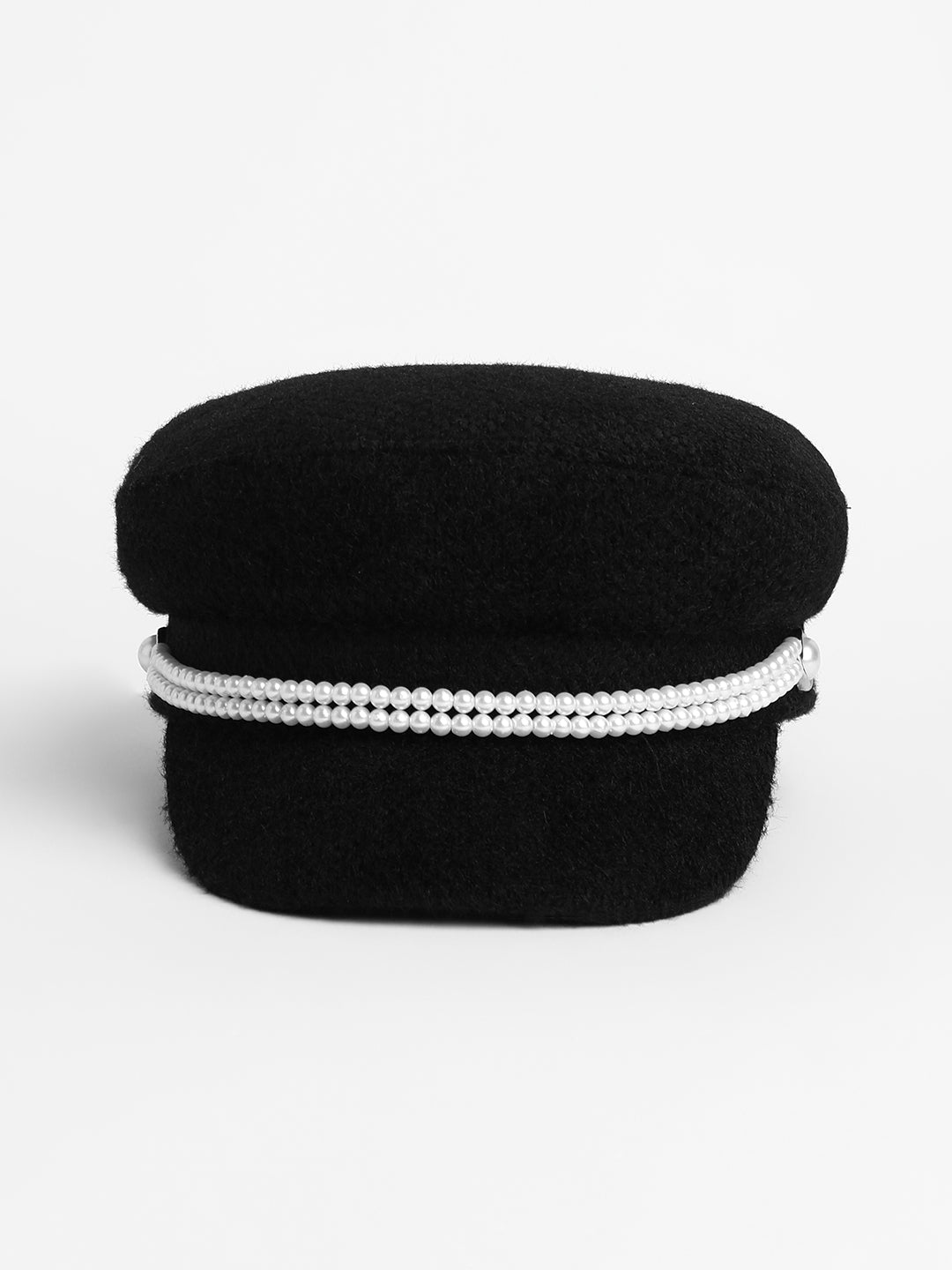 Pearl-Lined Breton Cap - Midnight Black
