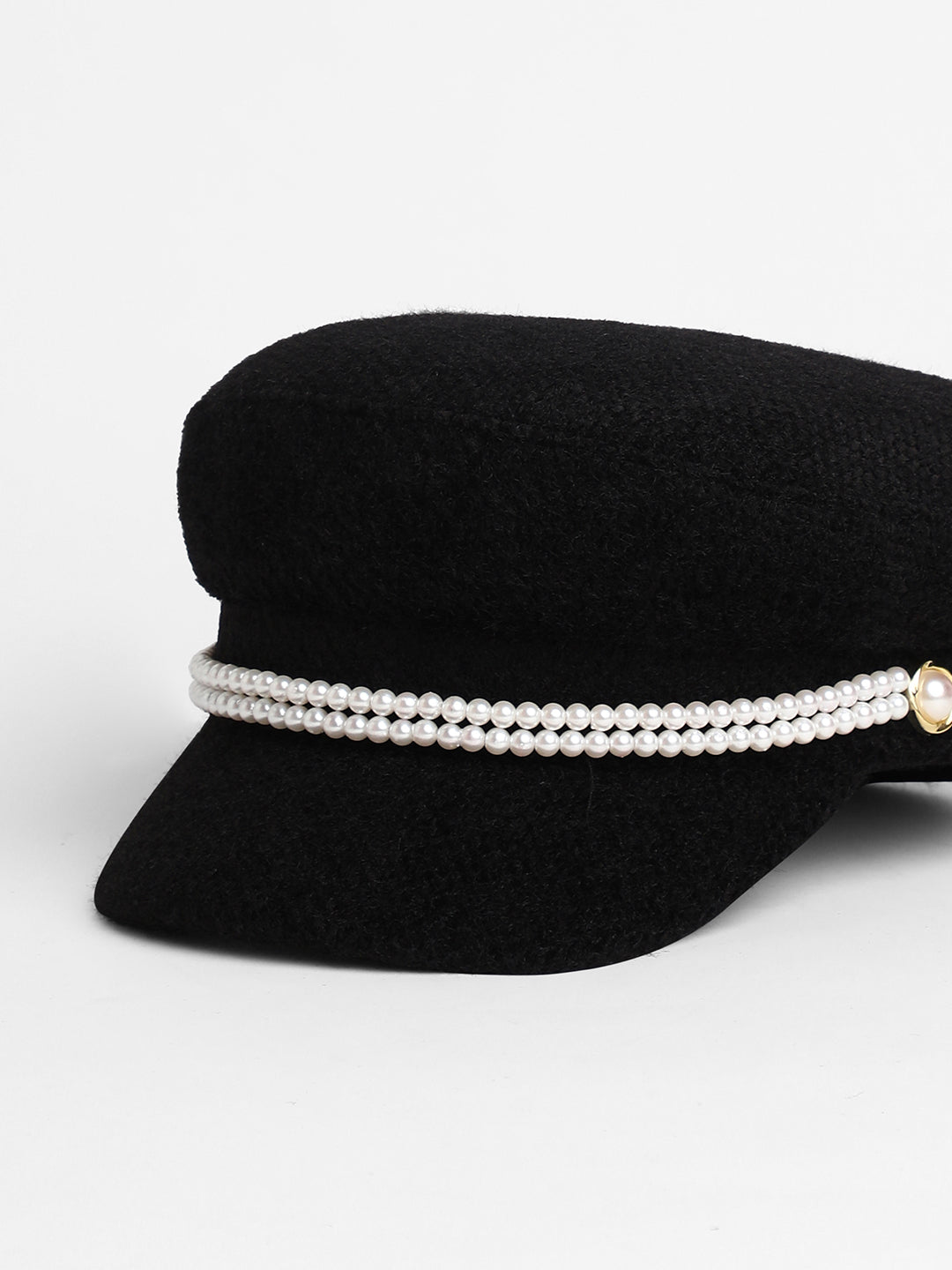 Pearl-Lined Breton Cap - Midnight Black
