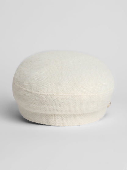 Pearl-Lined Breton Cap - Powder White