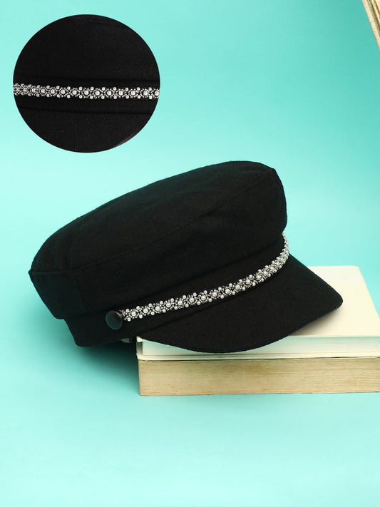 Embellish-Lined Breton Cap - Midnight Black