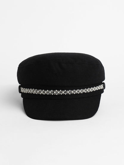 Embellish-Lined Breton Cap - Midnight Black