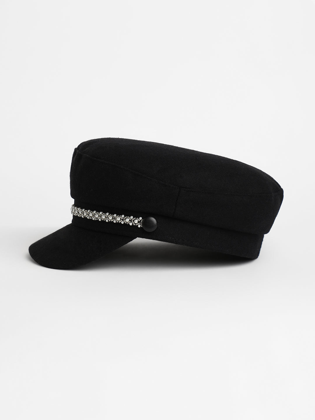 Embellish-Lined Breton Cap - Midnight Black