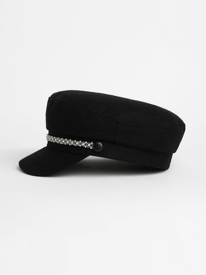 Embellish-Lined Breton Cap - Midnight Black