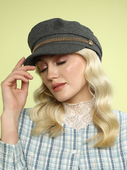 Chain-Lined Breton Cap - Charcoal Grey