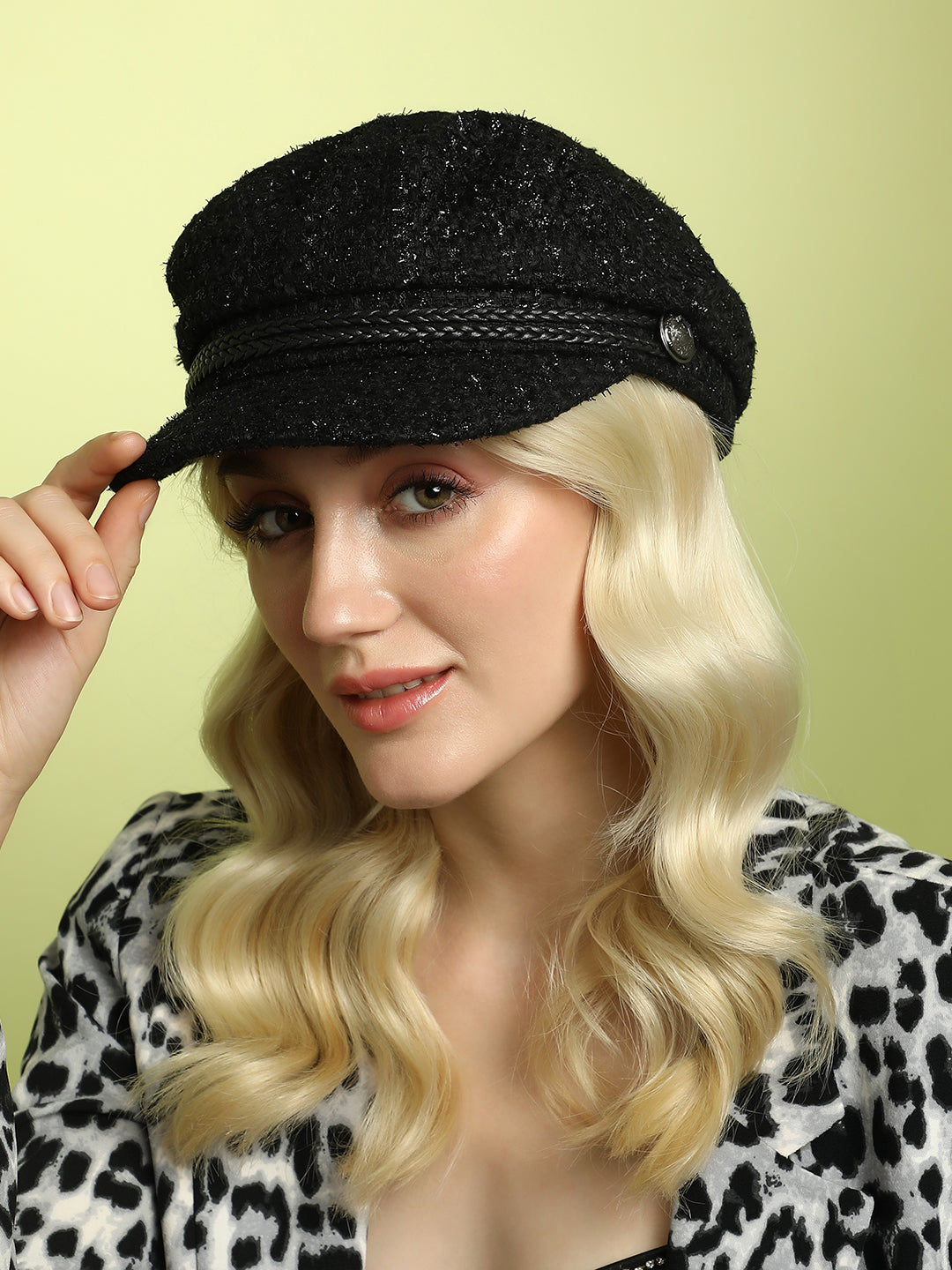 Braid-Lined Bakerboy Cap - Midnight Black