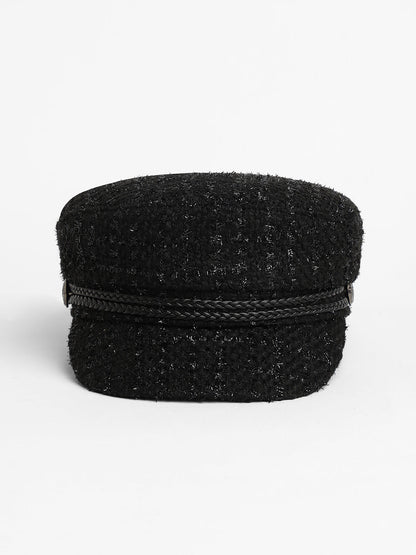 Braid-Lined Bakerboy Cap - Midnight Black