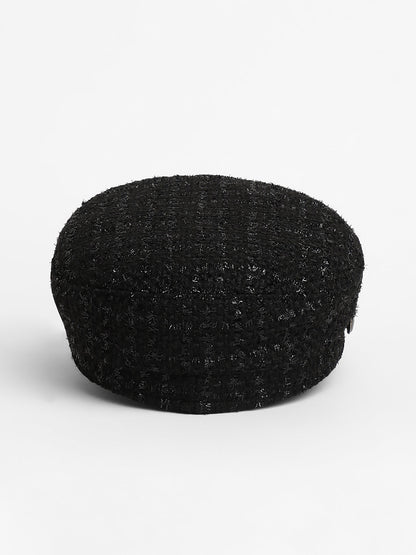 Braid-Lined Bakerboy Cap - Midnight Black