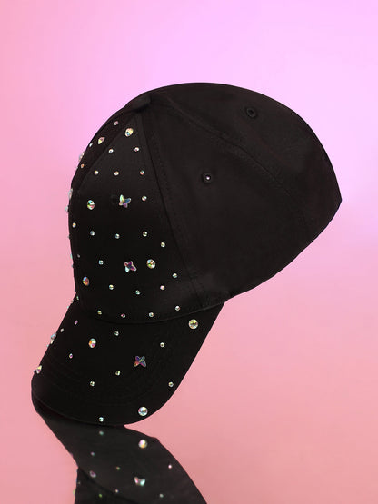 Crystal Butterfly Basketball Cap - Midnight Black