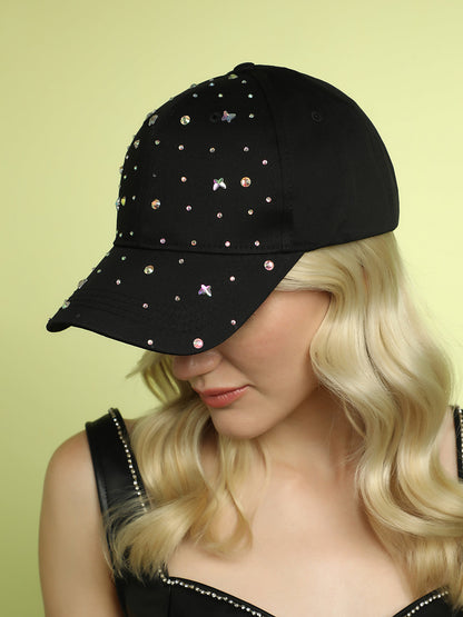 Crystal Butterfly Basketball Cap - Midnight Black